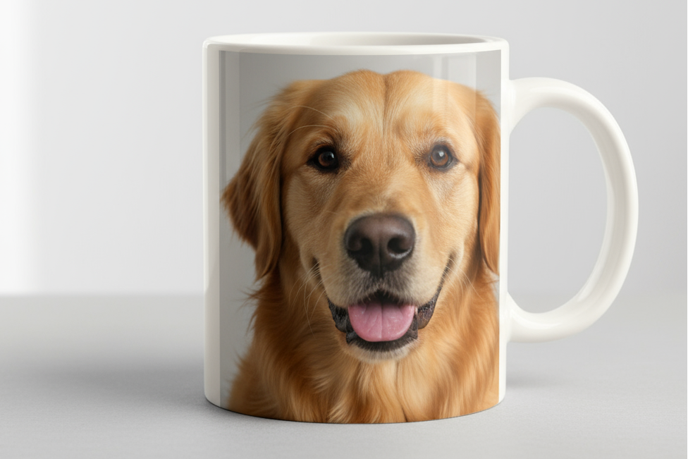 cup and a pet photo printed on the cup